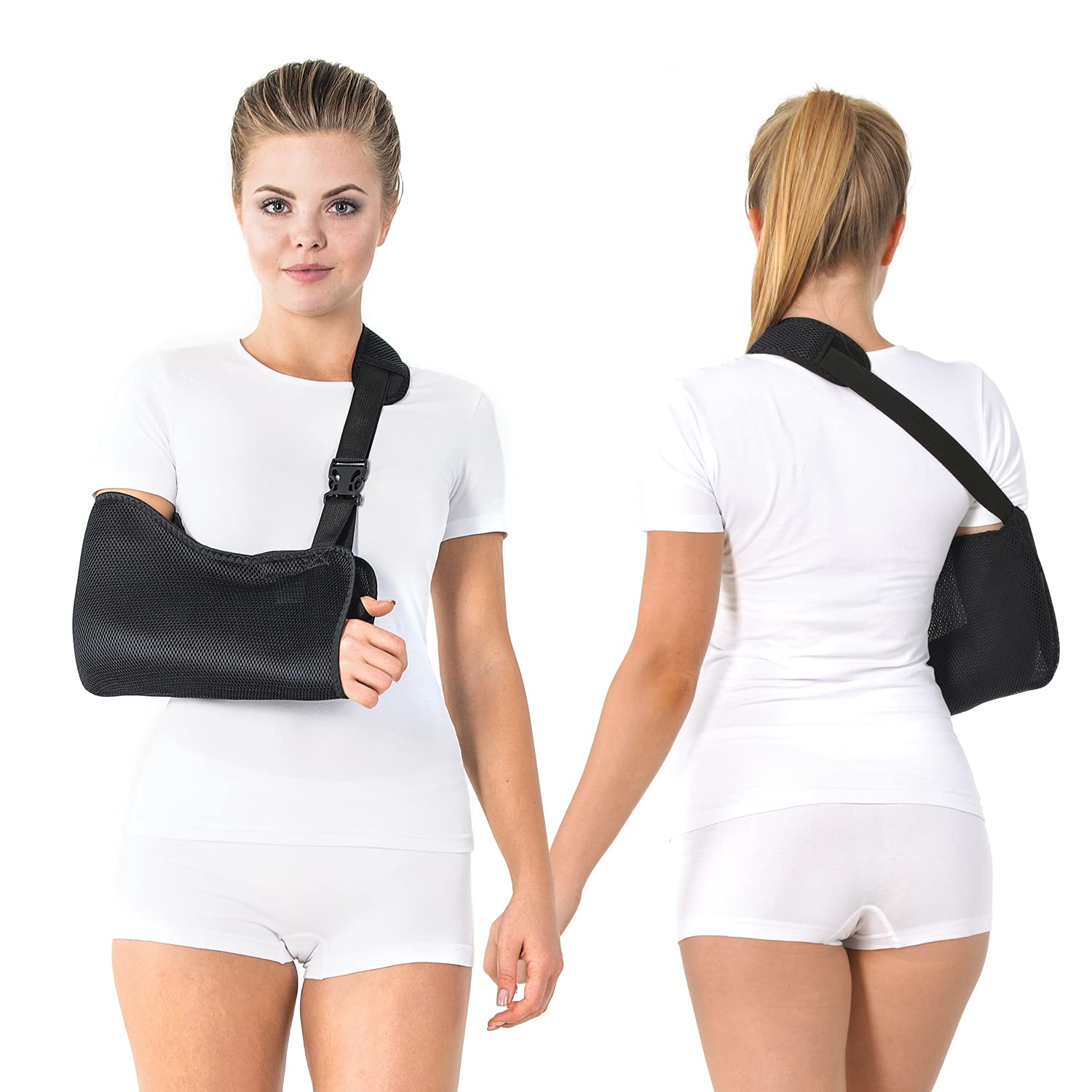TOROS-GROUP Cabestrillo Brazo, Cabestrillo Hombro Inmovilizador Con Una Almohadilla De Espuma Para El Cuello, Cabestrillo Para Hombro Para Muñeca Rota, Codo, Brazo, Hombro Dislocado X-Small Negro