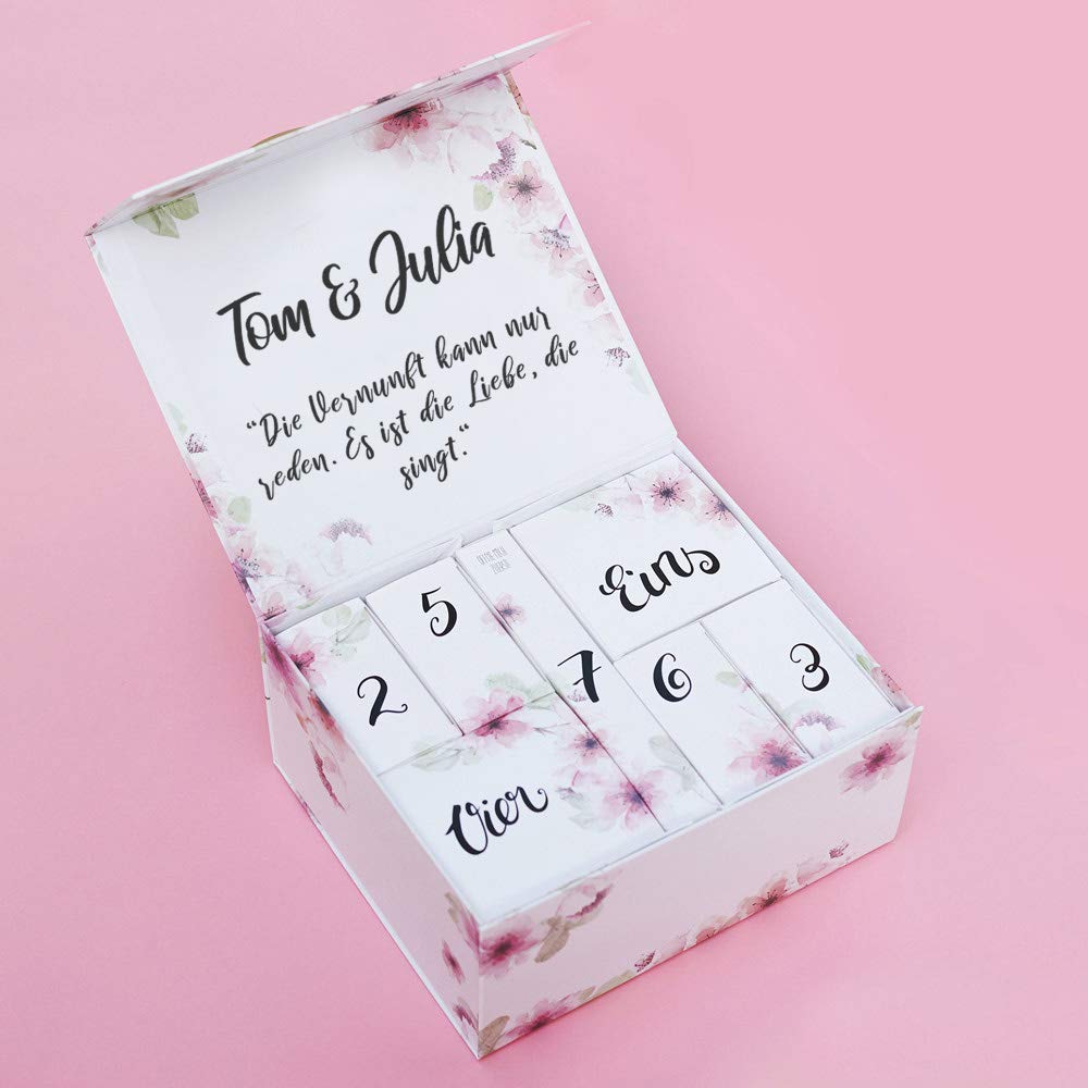 Hochzeits-Countdown-Kalender Calendario de Boda con Cuenta Regresiva, 7 Puertas para los últimos 7 días y una Cuenta atrás de 100 días, Regalo JGA, Calendario de Novia para Novia, Regalo de Novia