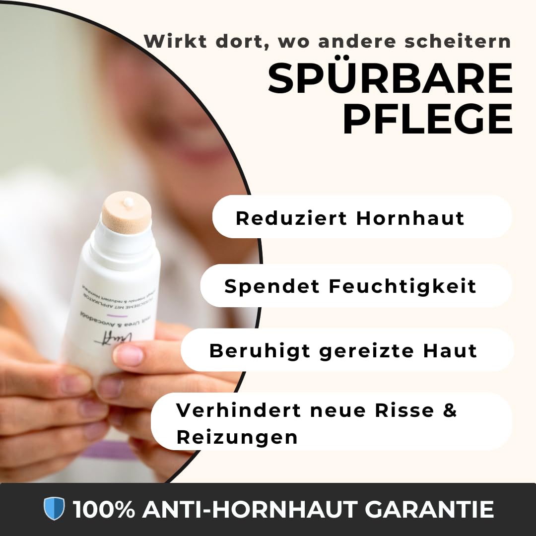 tvey" Fußcreme für sehr trockene Füße mit 10% Urea, Sheabutter & Avocadoöl - Effektive Fusscreme gegen starke Hornhaut - Fusspflege Anti Hornhaut ohne klebrige Hände - Made in Germany 75ml Vegan