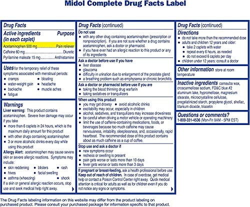 Midol Complete Menstrual Pain Relief Caplets With Acetaminophen For Menstrual Symptom Relief - 40 Count (Pack Of 3) (Packaging May Vary) #TOP5