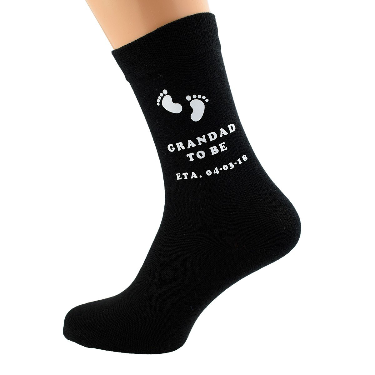 GTR-Prestige Giftware Grandad to Be Personalised ETA Date or Month Mens Black Socks UK Size 5-12 - X6N669 (PLEASE SEE INSTRUCTIONS ON LISTING)