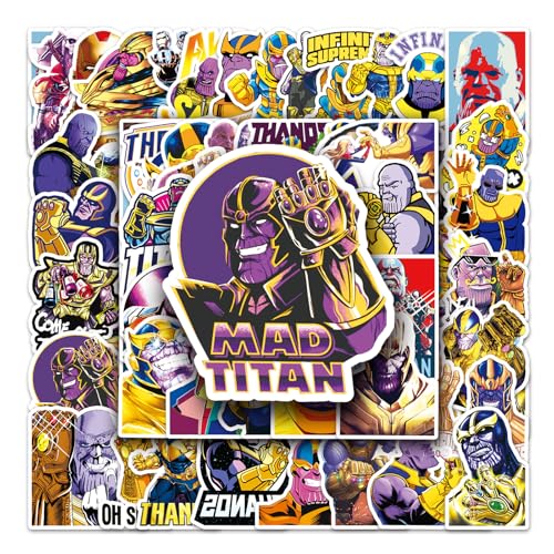 50 autocolantes Thanos de PVC, impermeáveis, design de desenhos animados de graffiti, autocolantes decorativos infantis para skate, malas e superfícies lisas