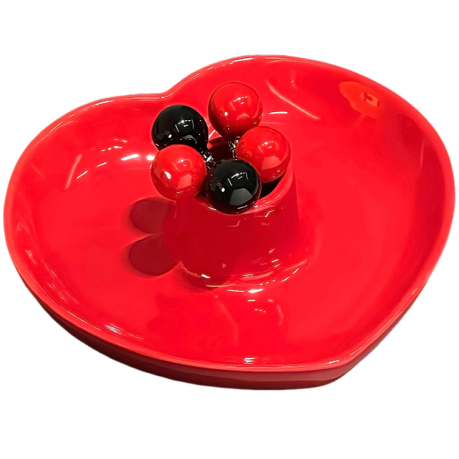 Bol à fruits en coeur avec 5 fourchettes inox pour dessert et fromage