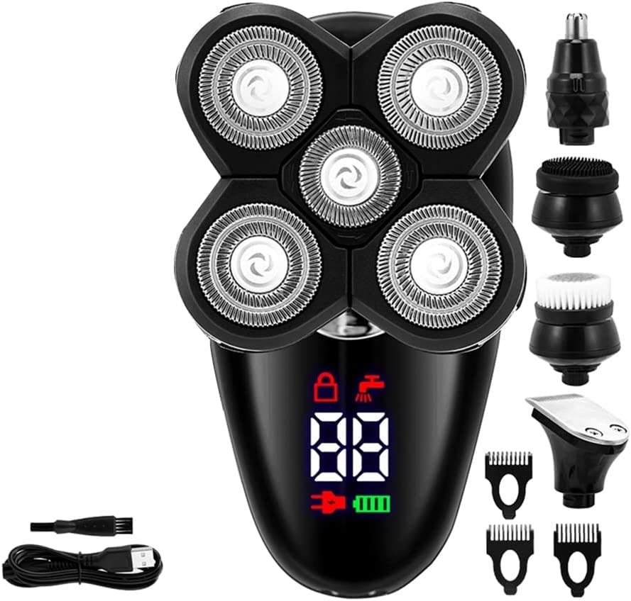 JYYBN Multifunction Shaver Genericed Electric Razor for Men Bald Shaver LED Display Nose Hair Beard Trimmer Facial Cleansing