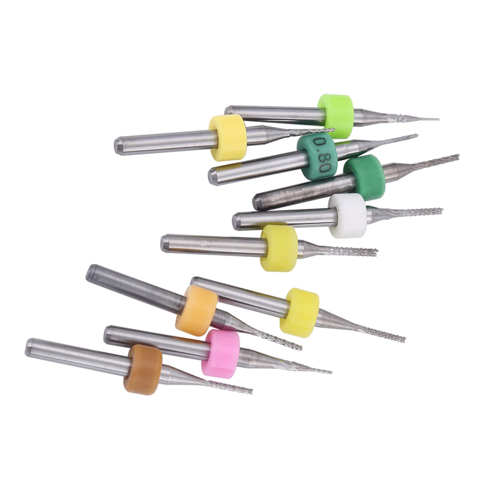 Lot de 10 fraises de coupe en carbure de tungstène PCB Fraises à queue pour découpe de circuits imprimés en carbure 0,5/0,6/0,7/0,8/0,9/1,0/1,1/1,2/1,3/1,4 mm