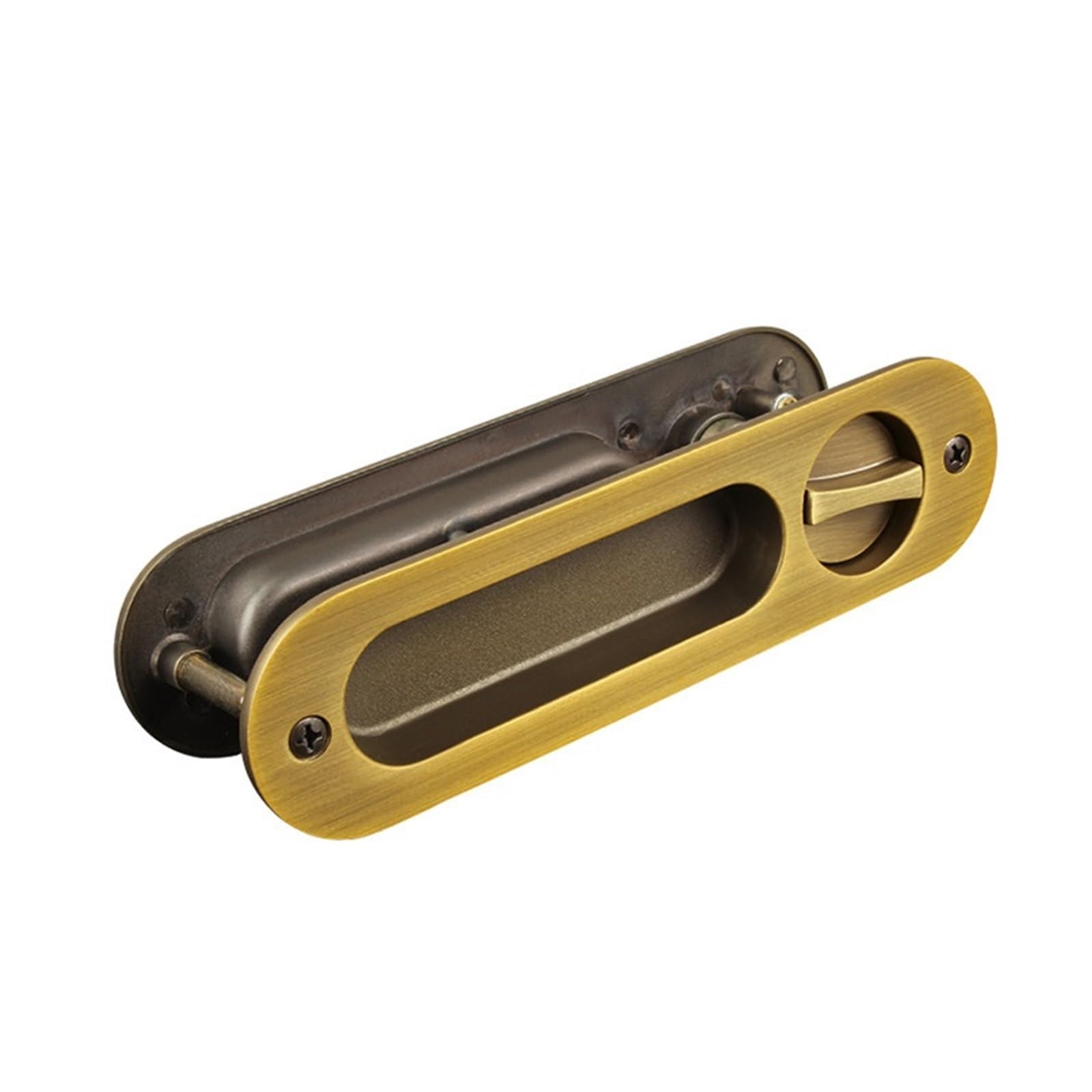 002D Pogrubiony zamek do drzwi przesuwnych ze stopu cynku drzwi przesuwne drzwi składane wbudowane antykradzieżowe niewidoczny haczyk typ zamka (173 x 45 mm żółty brąz)