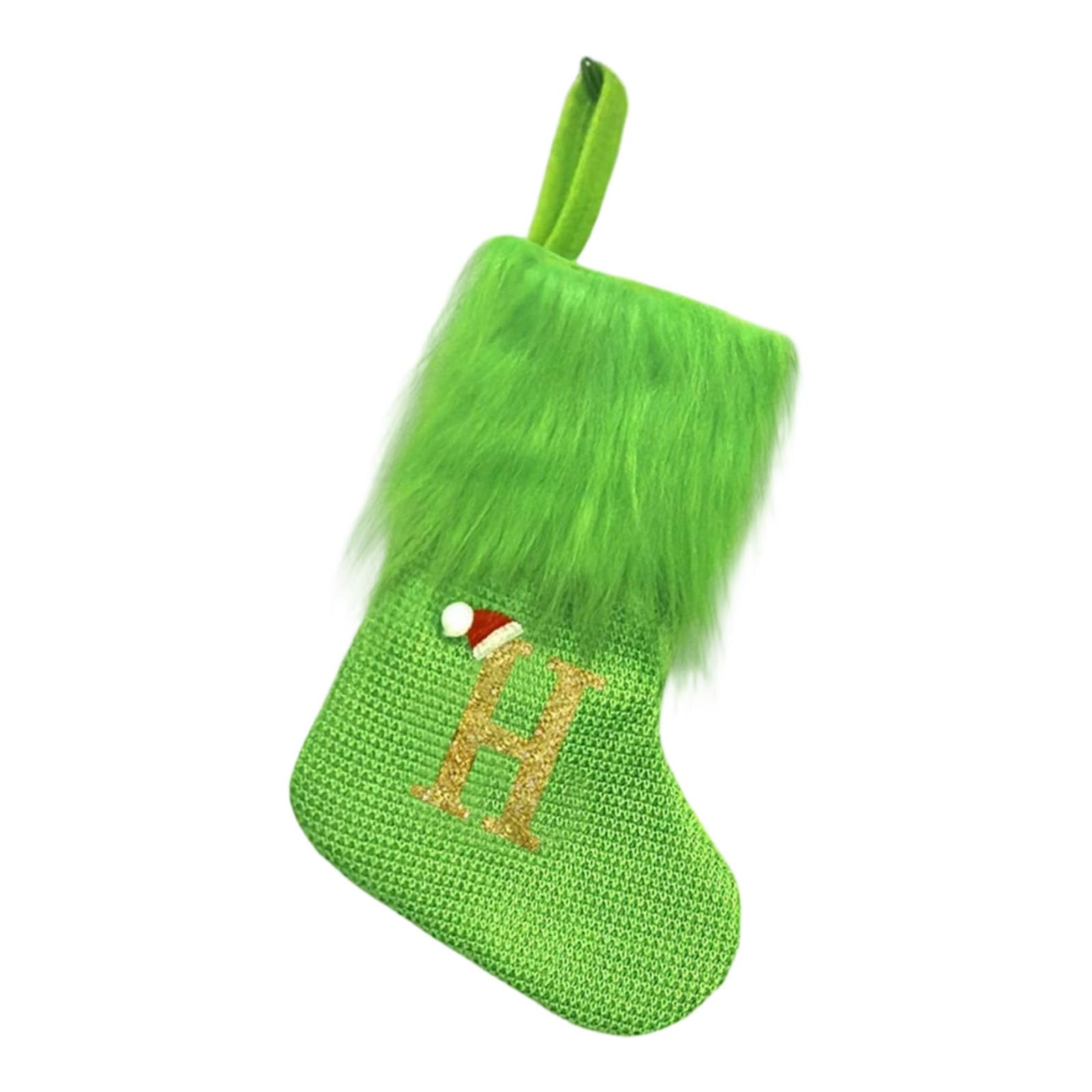 Xjdzineq Holiday Sock Durablility Hanging for Candy Gifts Holder Festival Decoration Classical Christmas Letter Knitted Stocking Bag