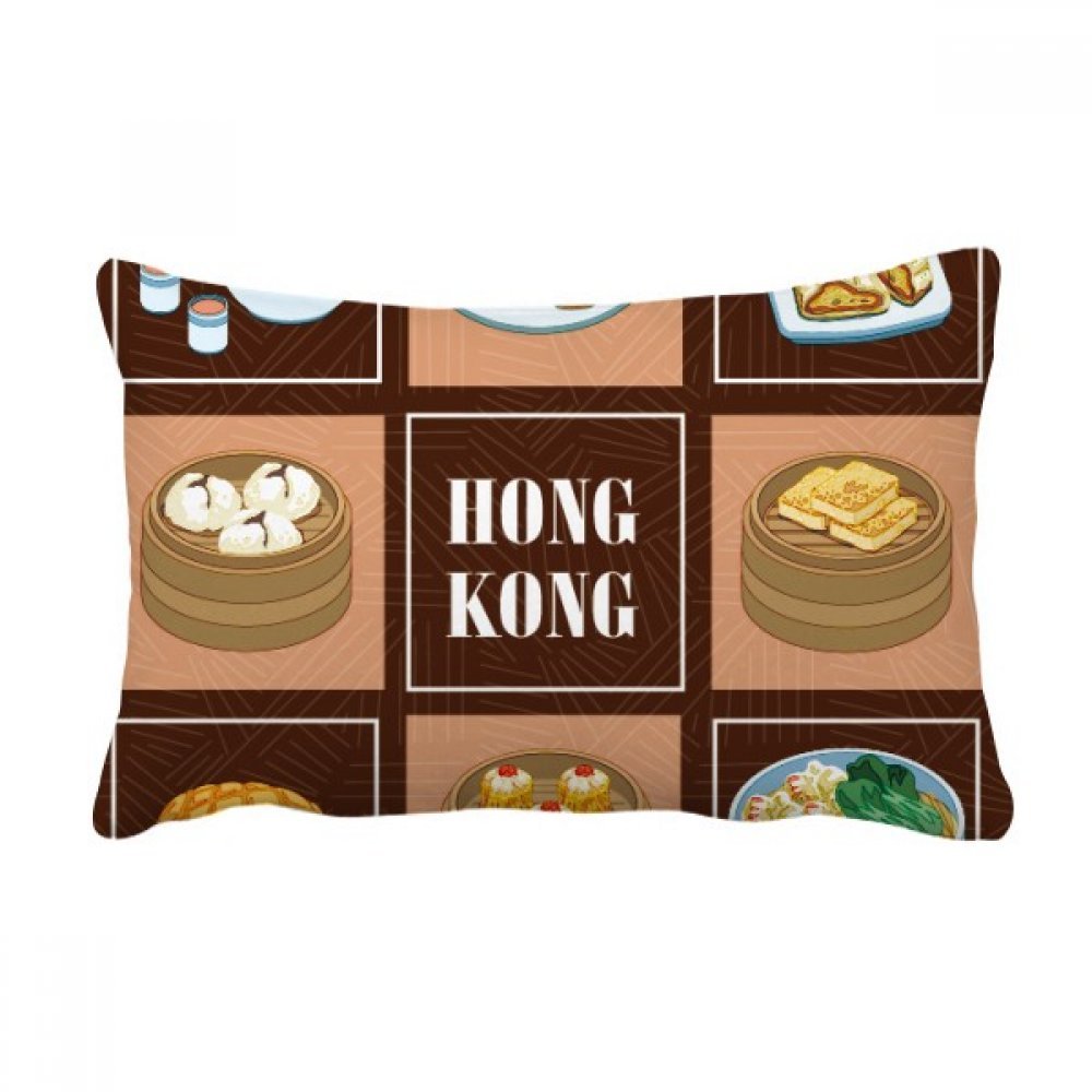 Coussin nourriture chinoise Hong Kong multicolore 16x24 pour décoration canapé et oreiller lombaire