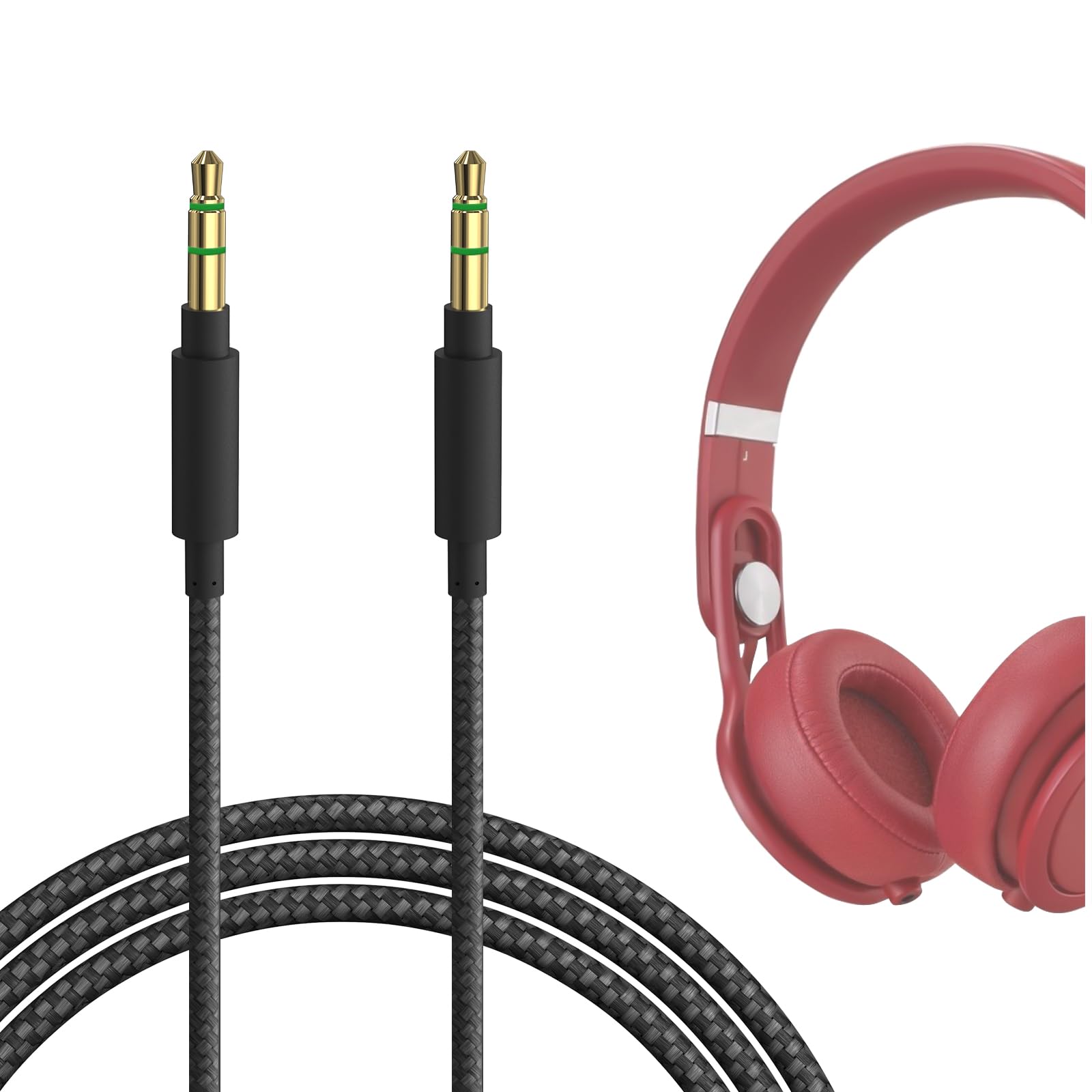 GEEKRIAAudio Cable Compatible with Beats Studio Pro, Solo 4, Solo3, Solo2, Solo, Mixr, Headphones Cable, 1/8" (3.5mm) to 3.5mm Braided Nylon Replacement Stereo Cord (4 ft/1.2 m)