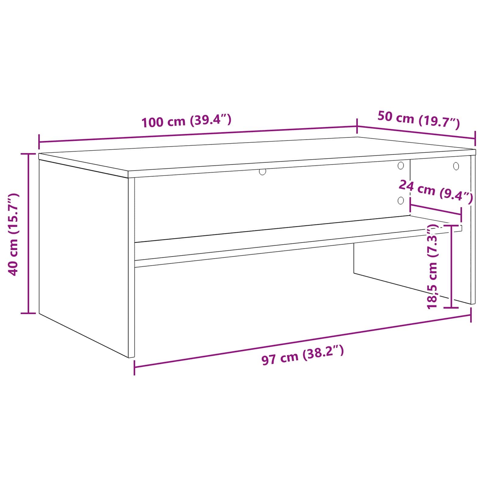 Stolik kawowy betonowy, szary, 100 x 50 x 40 cm, materiał drewnopochodny z miejscem do przechowywania i regałem, nowoczesny stolik pomocniczy do salonu, salonu, biura, wysuwany, składany