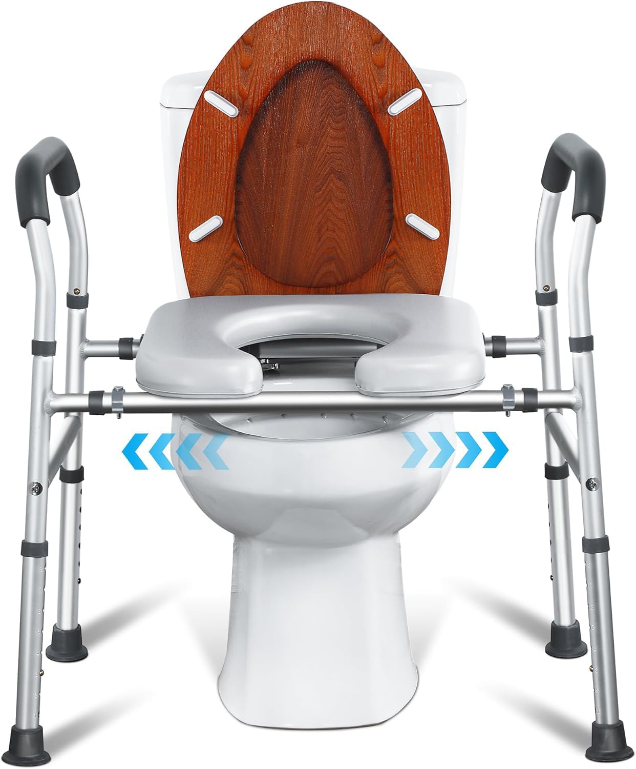 Elevador wc adulto, Asiento de Inodoro Elevado con Asas, Ancho y altura Ajustable, Alzador wc adulto, Capacidad de 160 kg