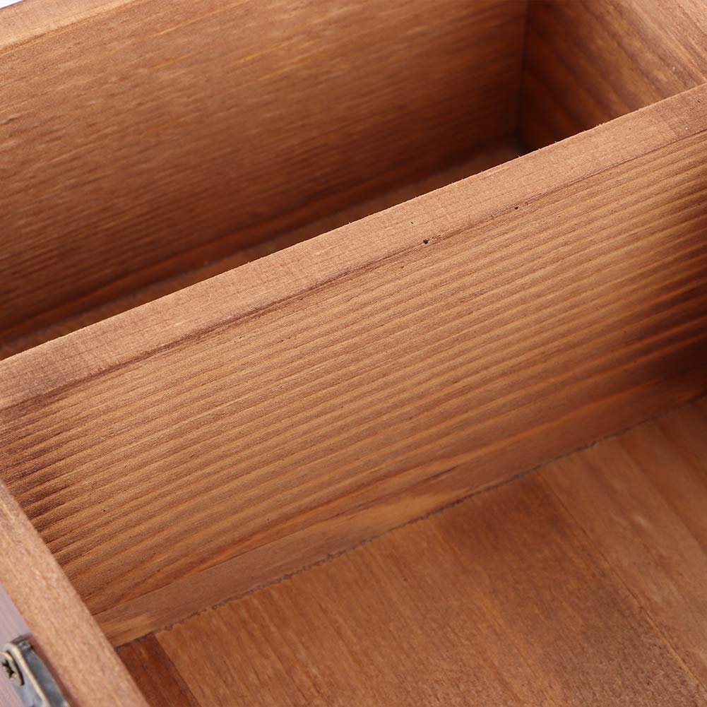 Scatola di cucito vintage multifunzione con archiviazione del filo, testa in legno di pino, strumento per maglia e cucito fai-da-te con motivo di ferro retrò (Tower set box)