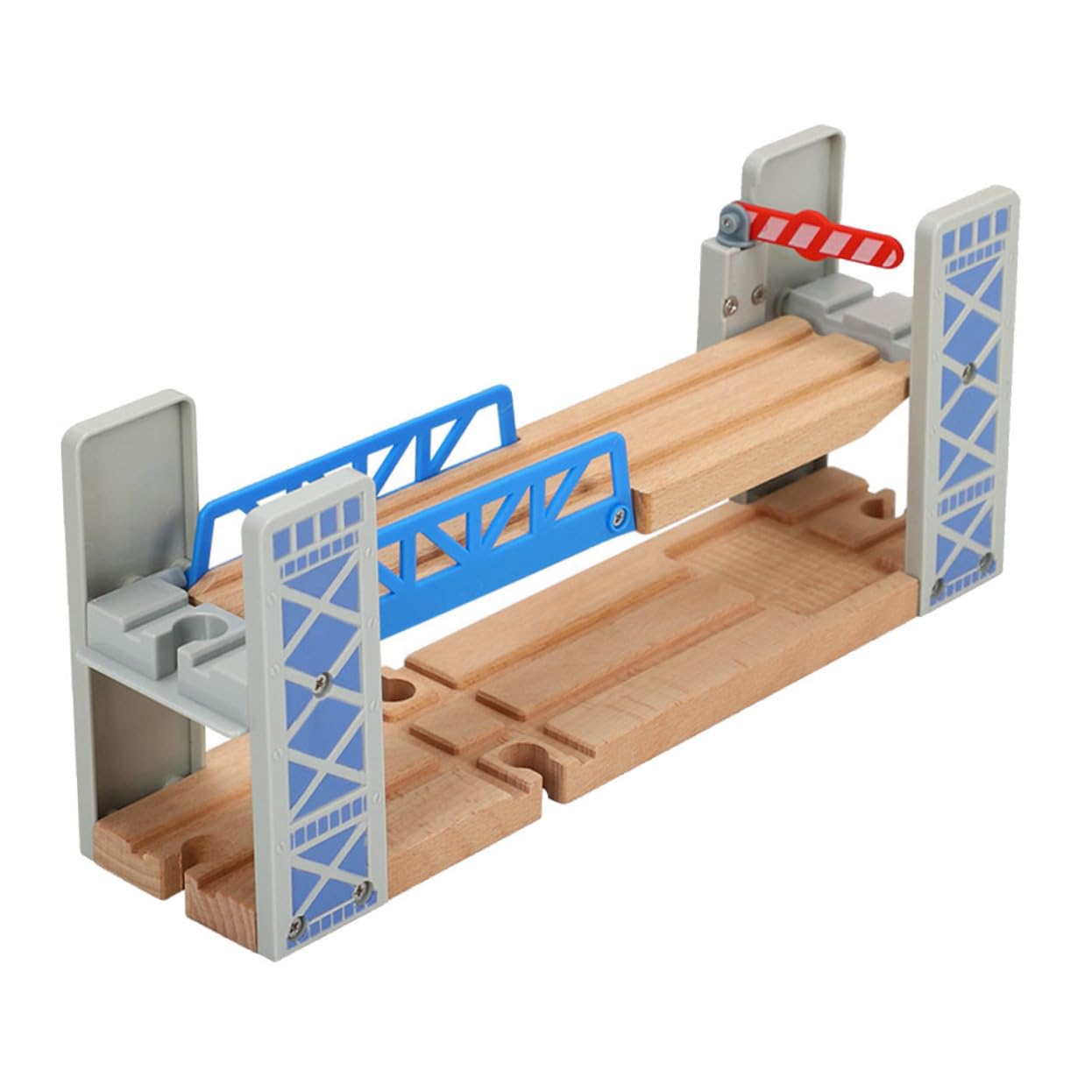 ibasenice 1 Set Track Bridge Woody Model Train Wood Wooden Grey Wooden Raised Bridge Rail Bridge Overpass Model Puzzle Set Puzzle Train Tracks Wooden Trains
