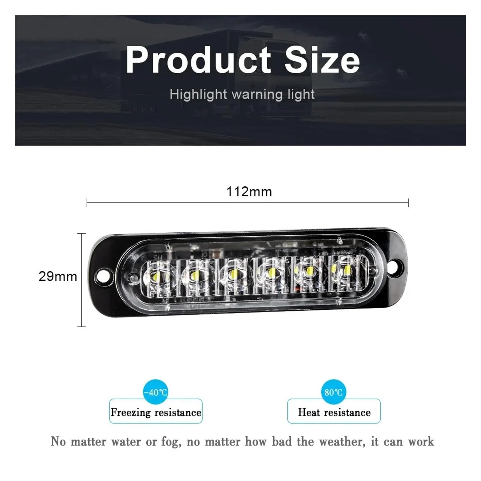 Luz De Advertencia LED 6, Luces para Remolque, Indicadoras Laterales para Camión, Barra para Parrilla Coche, SUV, Motocicleta, Baliza para Barcos Luz de Frenos