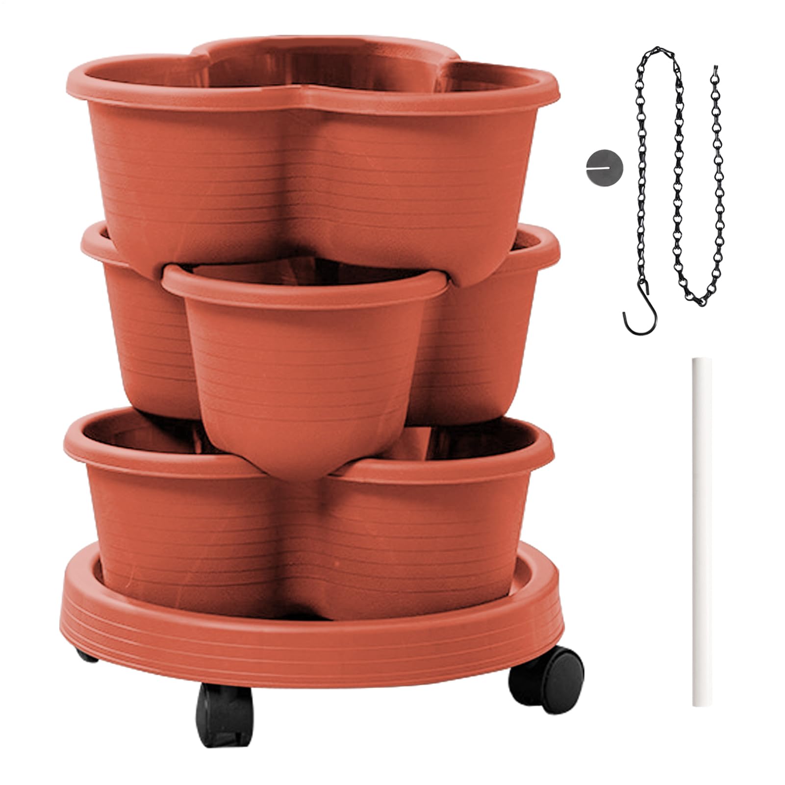 Torre Verticale per Piante Vasi Sovrapponibili Per Coltivare Ortaggi E | Fioriere Impilabili Con Ruote Per Interno Ed Esterno, Balcone, Patio, Terrazzo, Giardino, Cortile, Prat