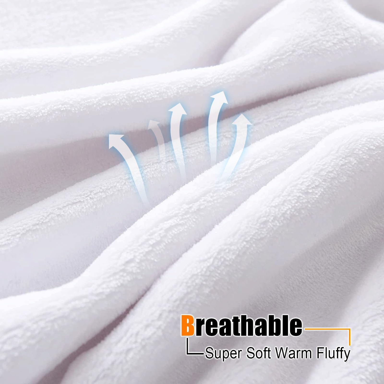 Coperta Matrimoniale Pile 130 x 400 cm Pile di Flanella Morbida, Facile da Pulire, Poliestere Morbida Coperta Plaid Divano Regalo per Fidanzata e Madre, Bianco