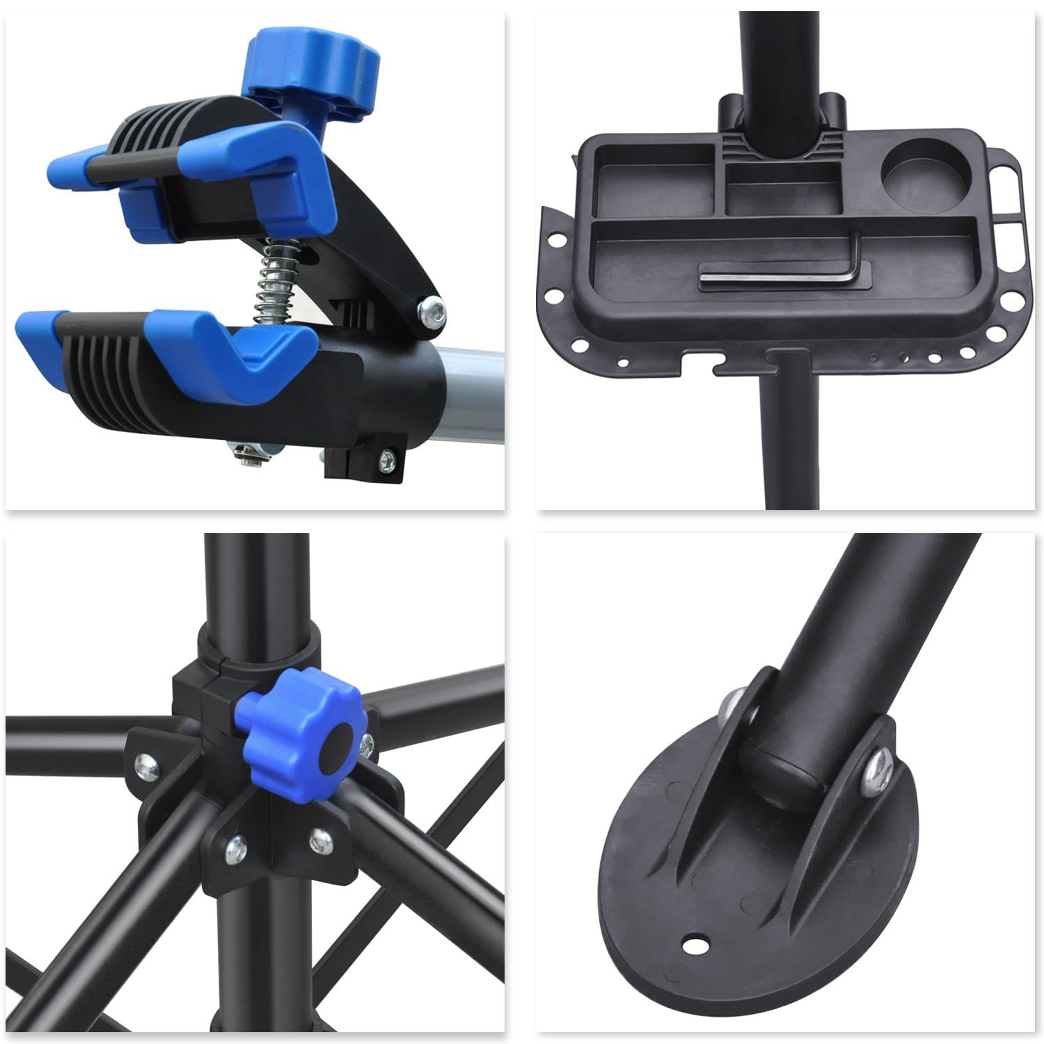 Abician Pied d'Atelier Vélo/VTT Réglable et Pliable, Support de Réparation Vélo en Métal, Support de Montage Vélo Charge 30 kg