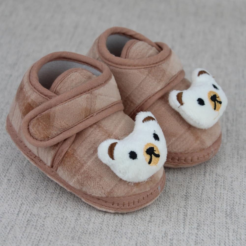 6 To 12 Months Baby Boys & Girls Fur Plain Cartoon Face Baby Bear Brown Booties-BT5335-image-24