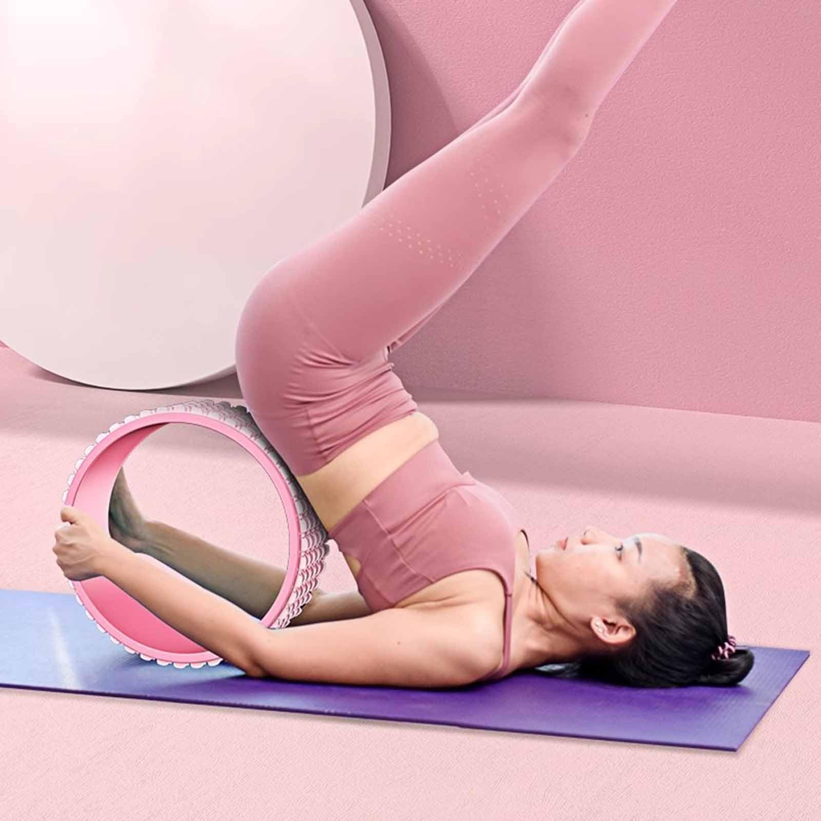 Antenne Yoga-Reifen Yoga-Studio Rückenrolle Rad, Leichtgewicht Yoga-Rad für Gymnastik Tanz Fitness Training, Unverwüstlich Indoor-Zirp-Rad zur Linderung von Rückenschmerzen (Color : Pink)