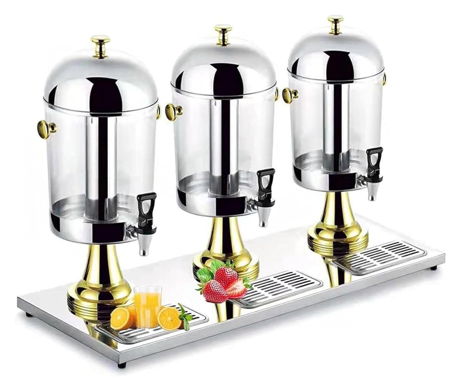 HCZKIUJY Glass Beverage Dispenser,Juice Dispenser, Commercial Drink Beverage Dispensers for Parties Breakfast Buffet Bars Hotels Tea Juice Dispenser Water (Gold)