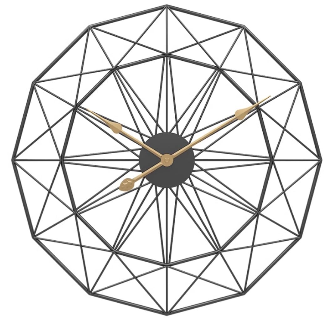 GHGcscas wall clock, Retro Wrought Iron Clocks Round Metal Wall Decorative Clock for Living Room for(Svart,60 * 60cm)