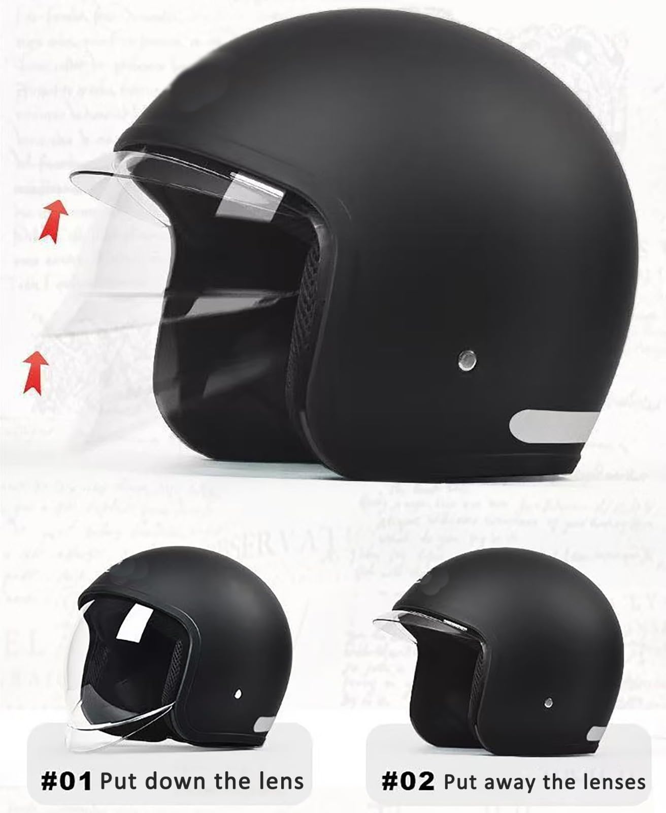 Kask motocyklowy otwarty dla dorosłych mężczyzn i kobiet, kask 3/4 na każdą porę roku, certyfikat ECE 22.06, kask typu crash do cruisera, skutera motoroweru 1, 55-60 cm