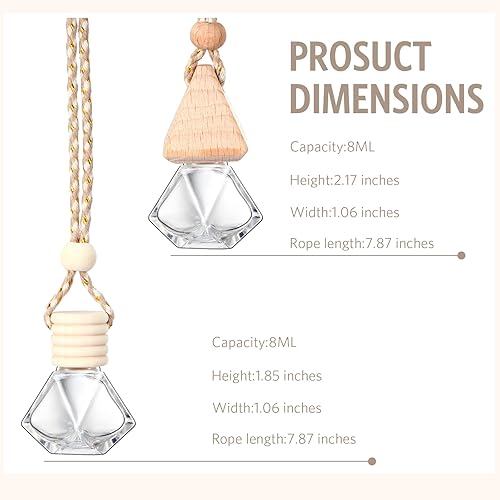 Miniatura 10 de BBTO 100 ambientadores para automóvil con tapa de madera, difusor de aromaterapia vacío, soporte de fragancia transparente para automóvil, colgante,