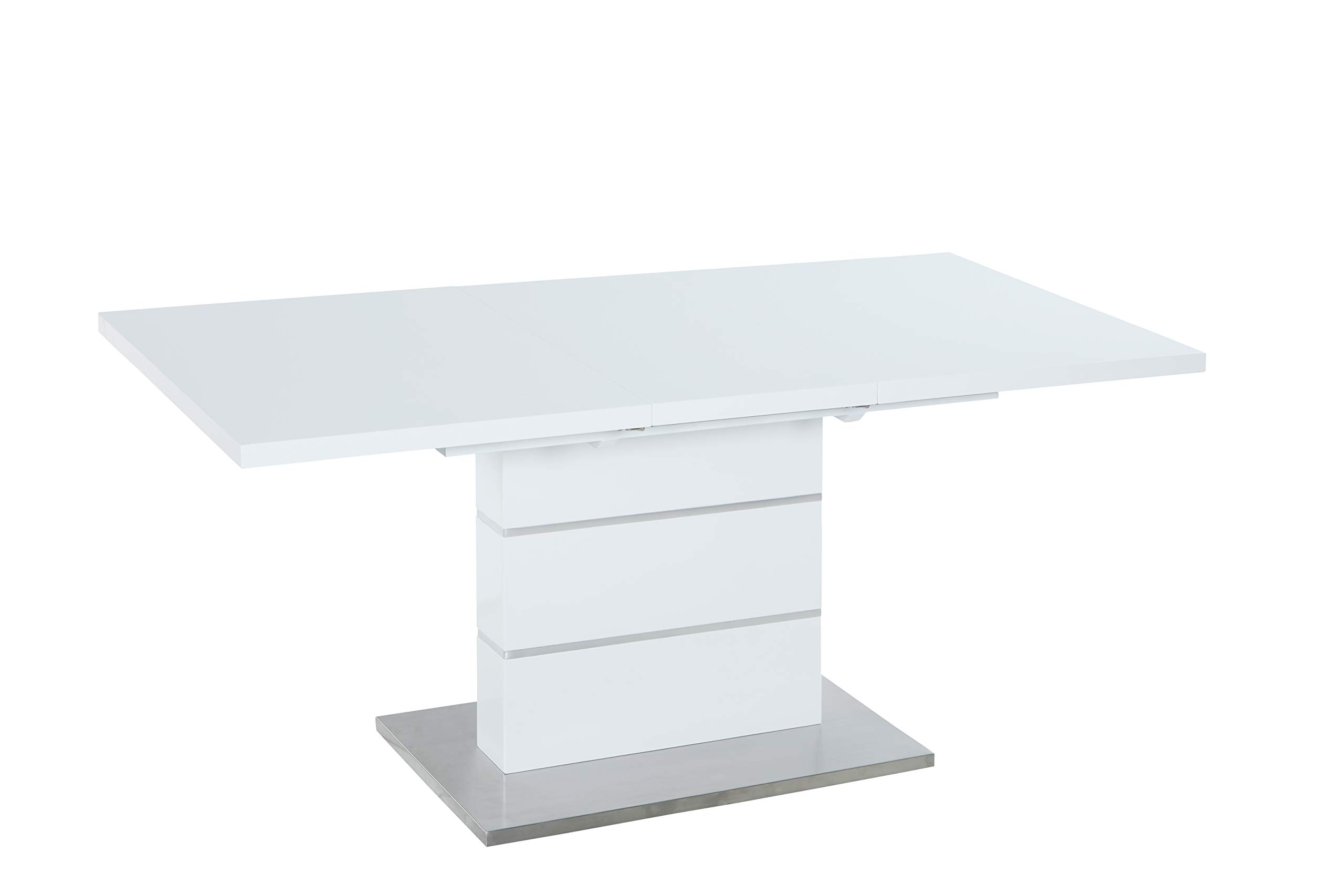 Milan Richard Dining Table, White/Brushed Stainless Steel