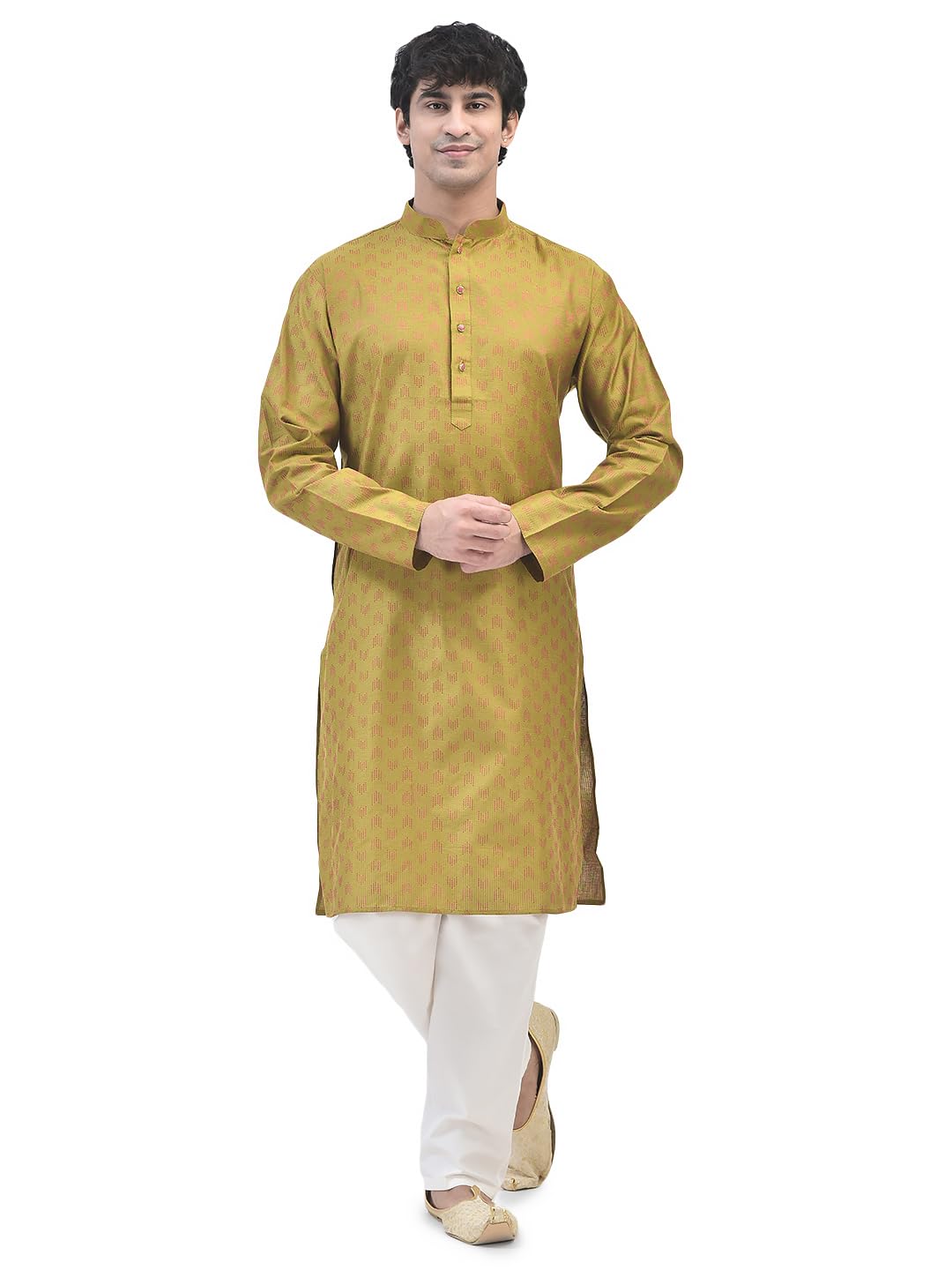 Knee Length Stylish Kurta Pyjama Set for Men | Embroidered Cotton Blend/Raw Silk |Ethnic Wear for Men | Party and Weeding wear Kurta-image-17