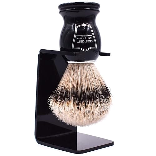 Miniatura 6 de Parker's - Brocha de afeitar 100% de cerdas de tejón Silvertip - Soporte para cepillo incluido (mango blanco)