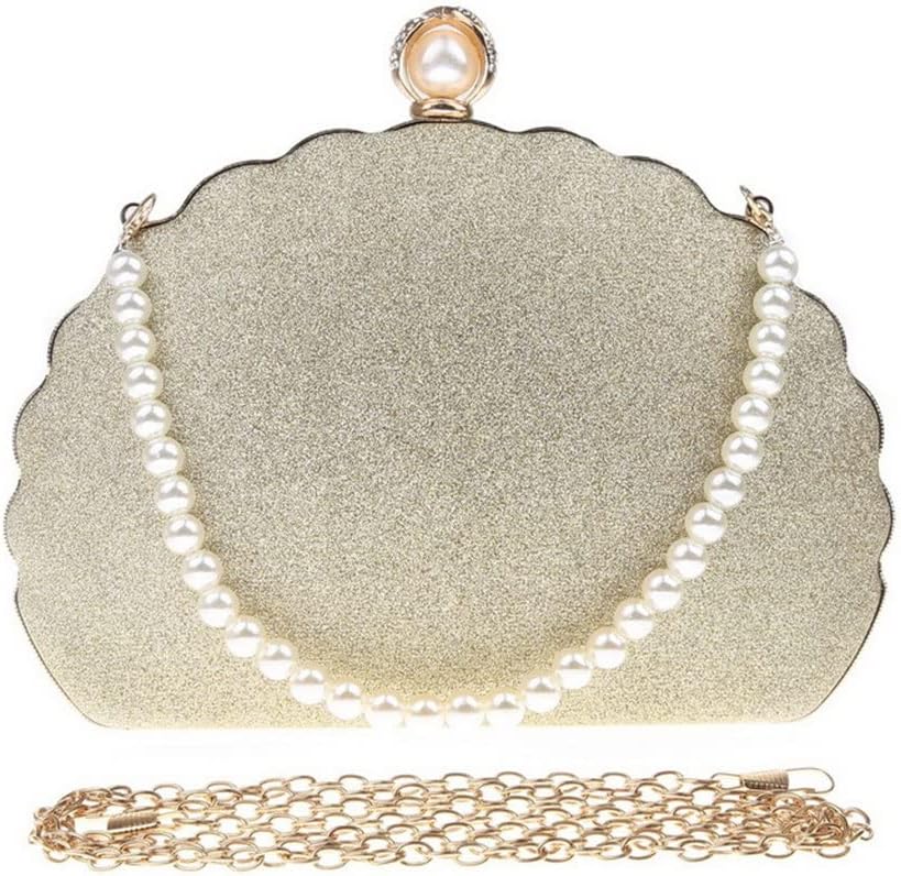 Women Sequined Day Clutch Pearl Diamonds With Beaded Shoulder Chain Small Evening Bags Purse