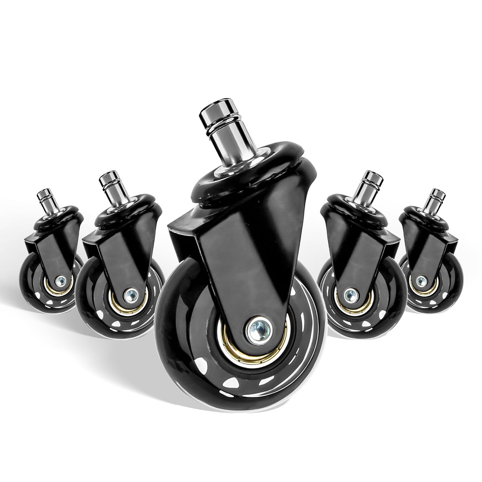 YADOBIG 5 Pieces Casters for Office Chair, 11 x 22 mm Silent Rubber Office Chair Casters, for All Floors, 2 Inch