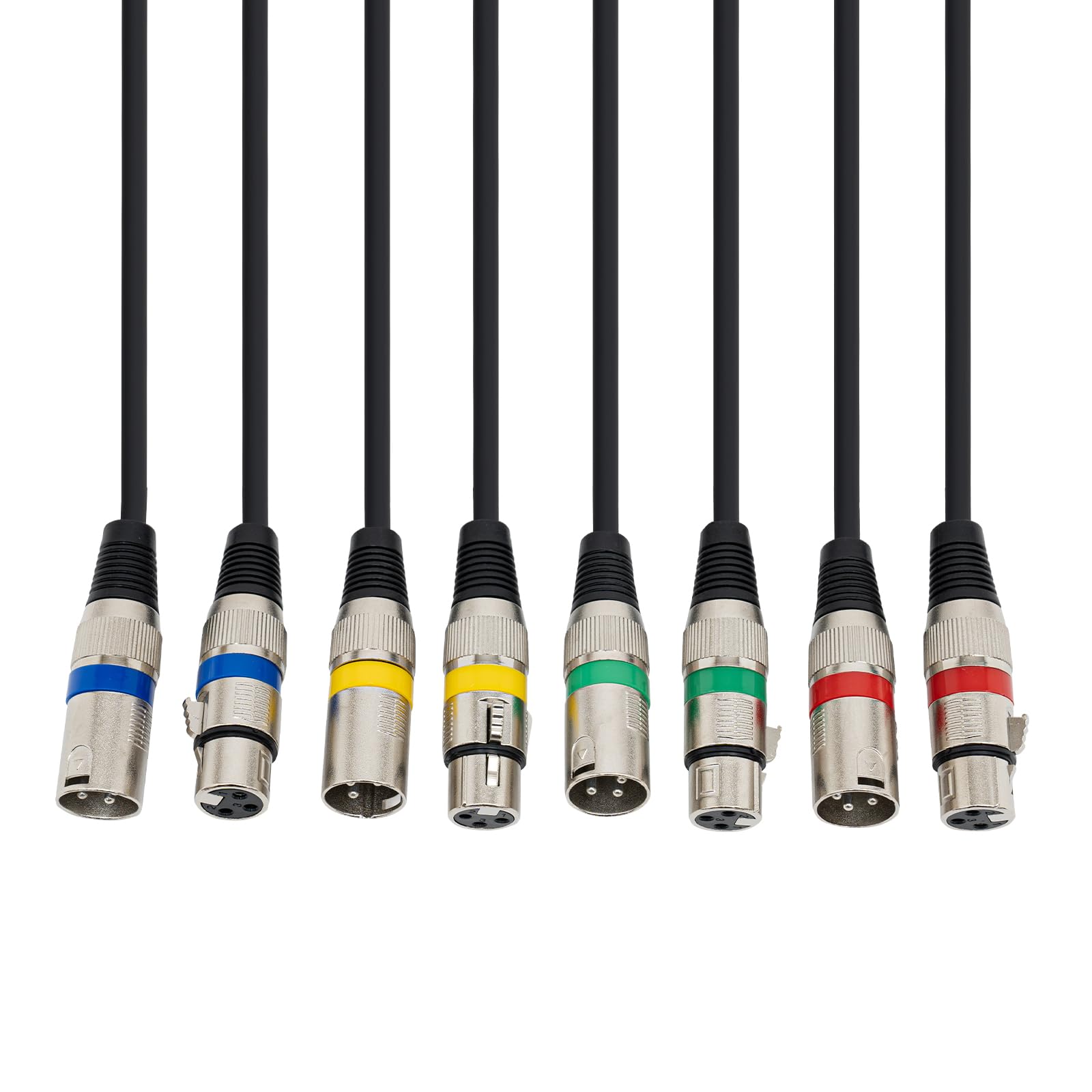 Zestaw 4 kabli Dmx 3 m, 3 piny, XLR, 3-biegunowy kabel połączeniowy Dmx, kabel sygnałowy Dmx, przyłącze sygnałowe, armata do sterowania światłem DMX, reflektor sceniczny, kolor czarny