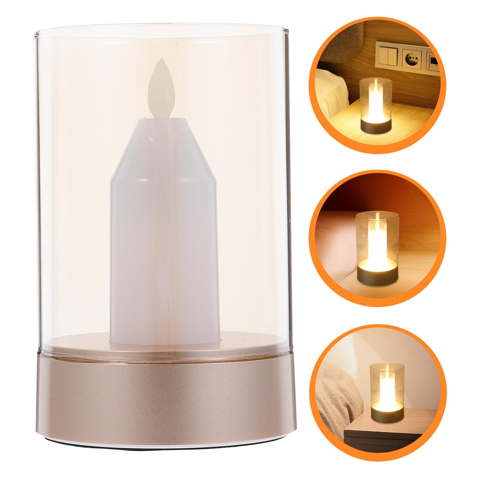 Gadpiparty Lampada da Notturna LED Simulazione Candela Oscillante Lampada da Scrivania Sicura Fiamma con Luce e Tocco Decorazione Atmosfera per Camera e Festa