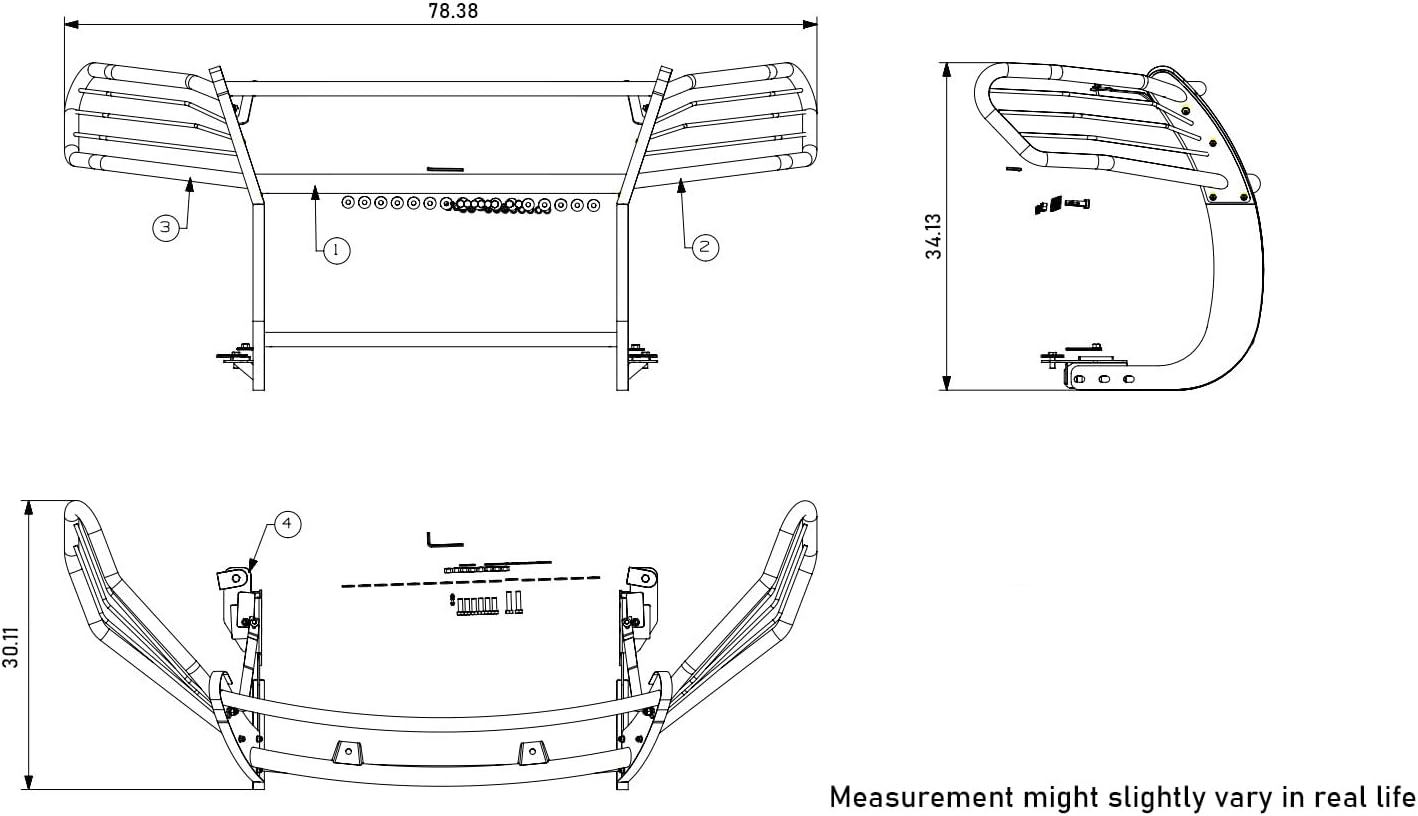 Black Horse Grille brush Bumper Guard Modular Black Compatible with 2016-2019 Ford Explorer-17FJ30MA