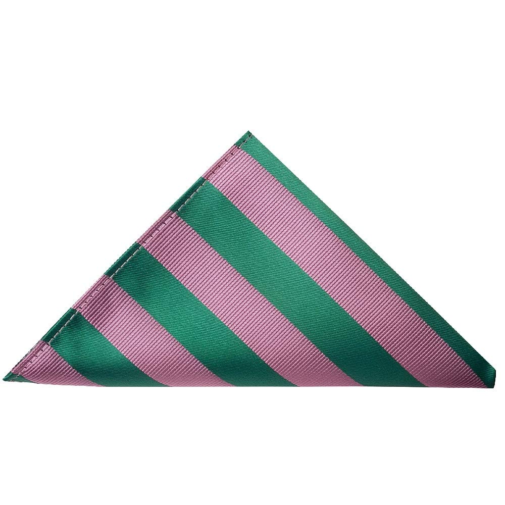 TIES R US Pink and Green Striped Pocket Square