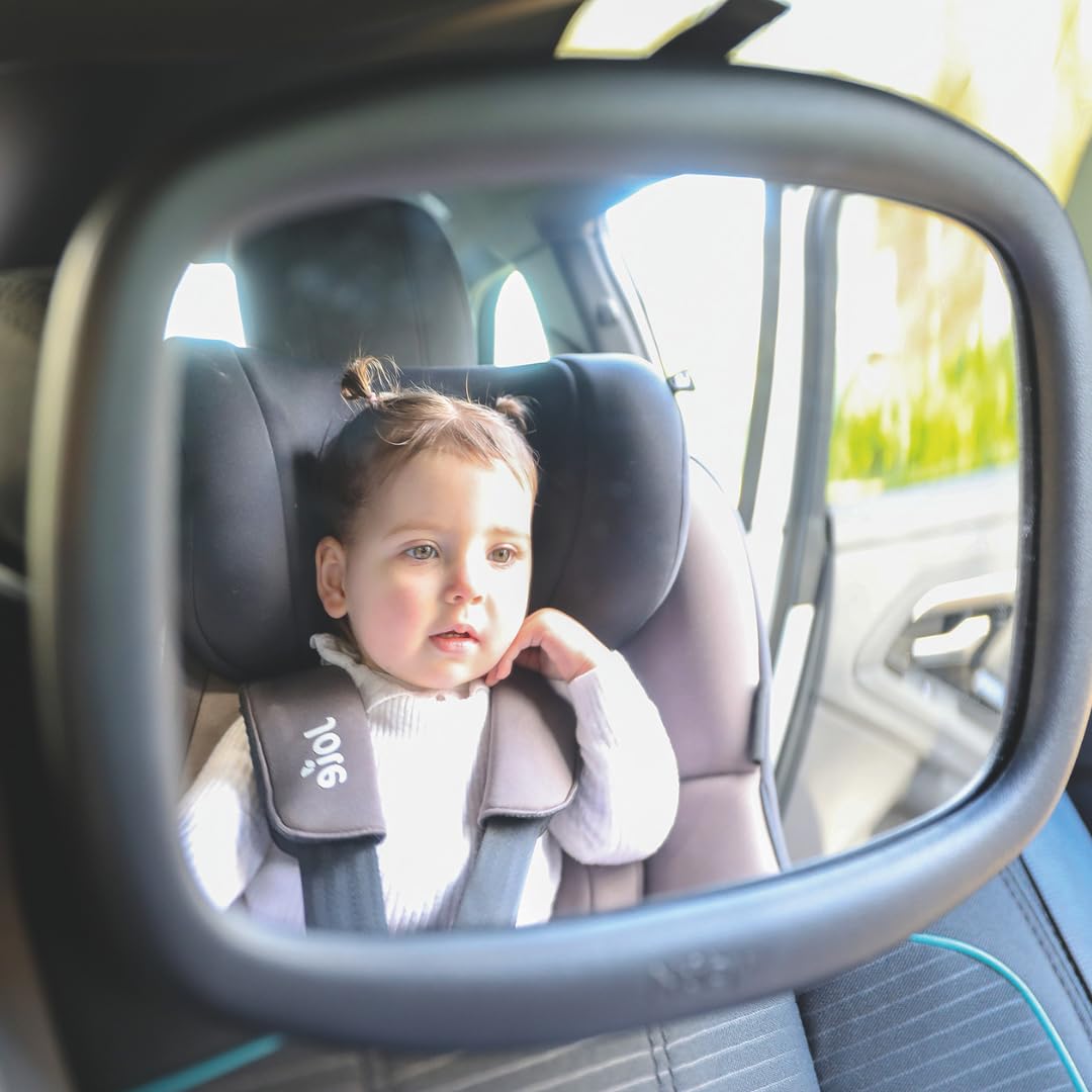 Nuby Safe & Secure Baby Car Mirror - 360° Rotating Joint, Black, Medium - Image 2