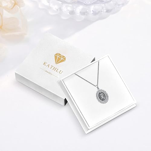 Miniatura 7 de KATHLU Collar de San MiguelSan CristóbalSan GerardoSan JorgeSan JudaSan Benito para hombres y mujeresAmuleto de religión de plata de ley 925 con