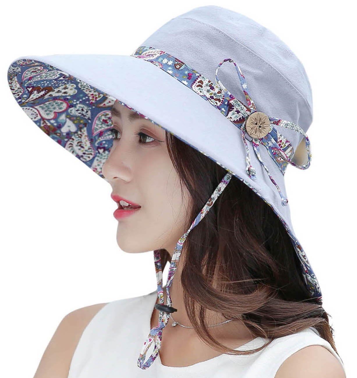 HAPEE Mujer Sol Sombrero HINDAWI verano Reversible, UPF 50 + – Gorro de playa plegable tapa de ala ancha