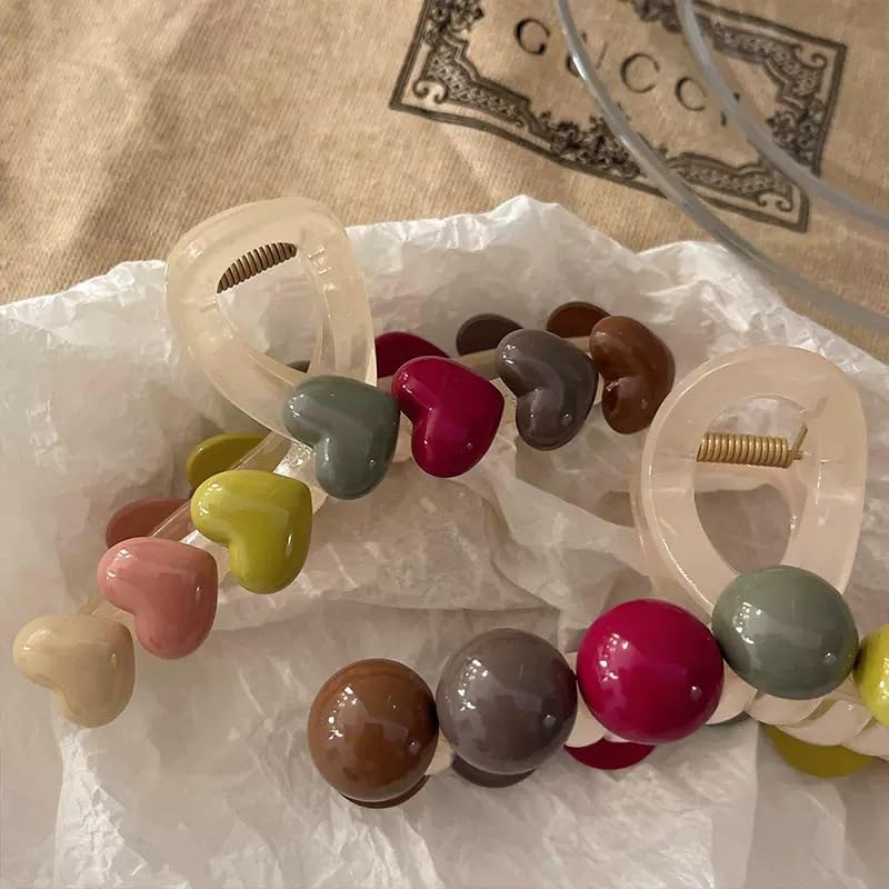 Colorful Heart Hair Clips - Valentines 1PCS Cute Rainbow Candy Designs Claw Clips Fashion Large Heart Hair Accessories for Women Hair Styles Artificial Plastic Hair Claw Clips - Image 5