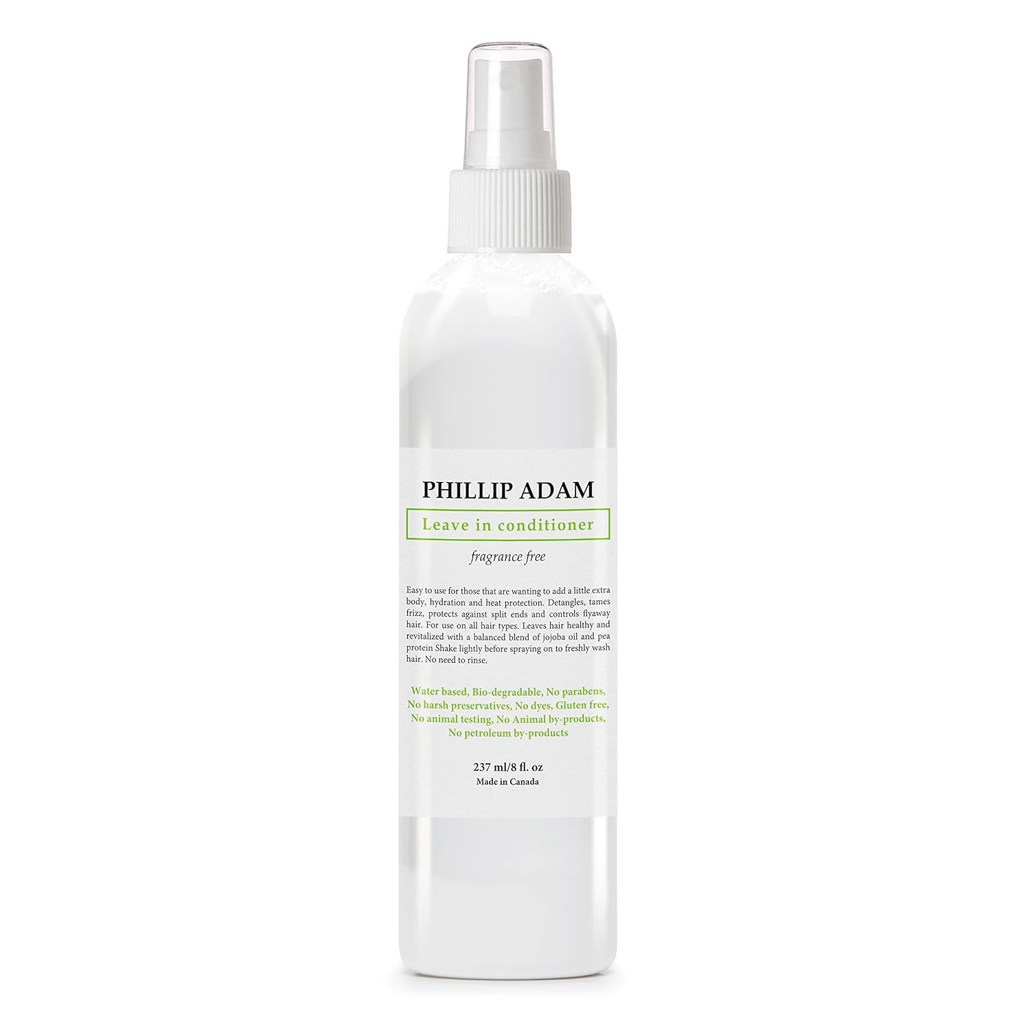 Phillip Adam Fragrance Free Leave In Conditioner Spray and Detangler - Paraben Free & Silicone Free - Designed for All Types of Hair - 8 fl. oz