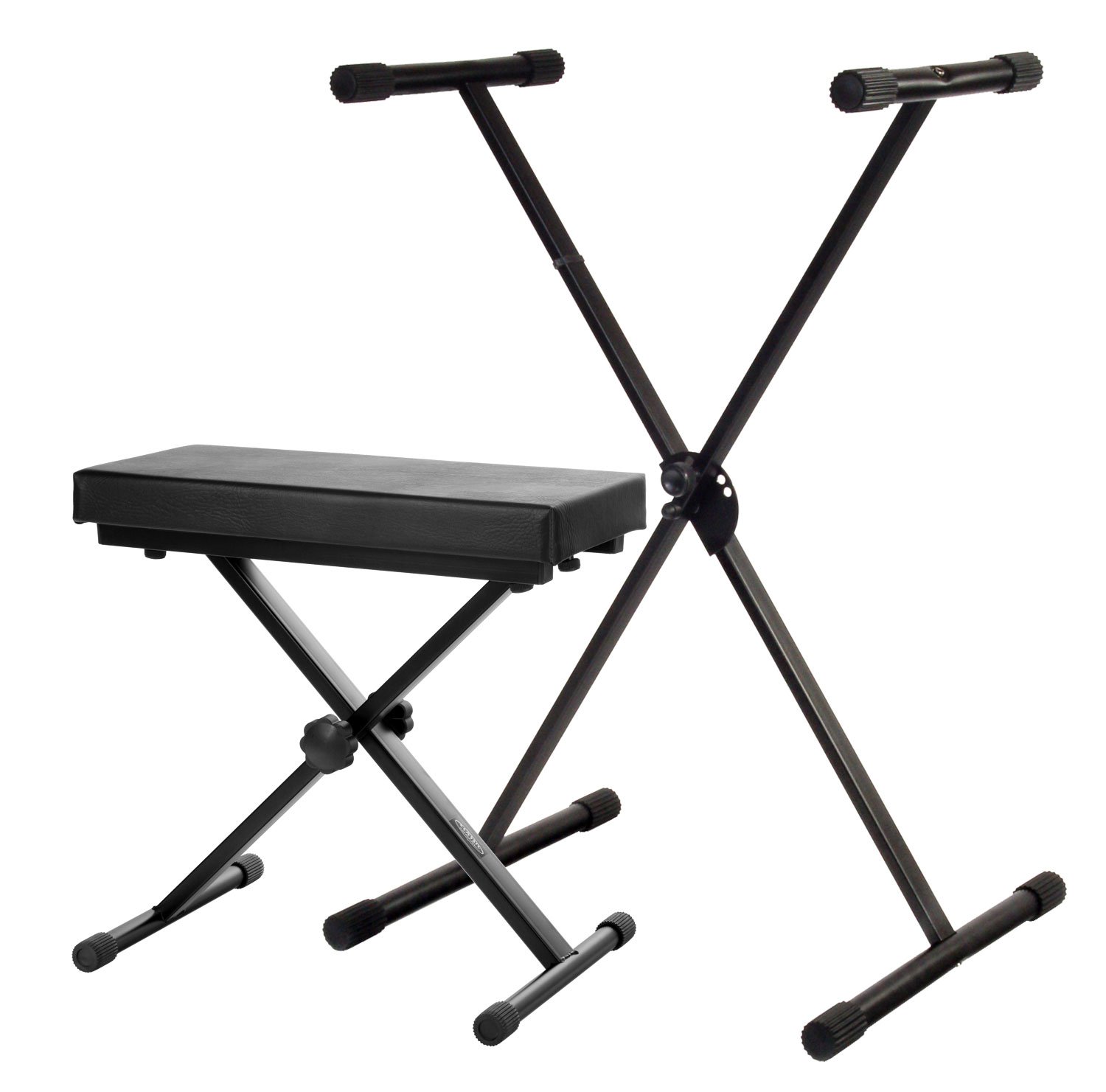 Classic Cantabile Supporto Tastiera e Panchetta Tastiera ECO Deluxe Set - Supporto Tastiera Regolabile in Altezza 5 Posizioni - Panchetta Comoda per E-Piano, Tastiera e Stagepiano - Nero