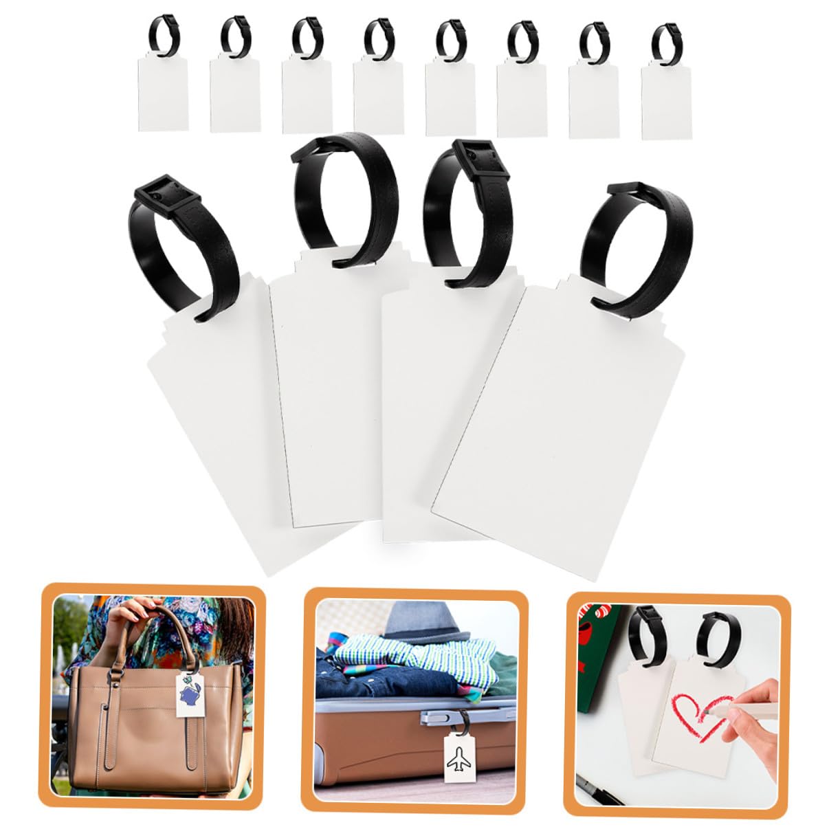 Housoutil 30 Etiquetas de Equipaje en Blanco de Tablero Compacto, Personalización Diy, Fáciles de Identificar, para Viajes y Vacaciones