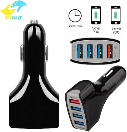 RENNICOCO Cargador r?pido del Coche de la Carga QC 3.0 Cargador Multifuncional del tel?fono del Coche de USB 4 RENNICOCO Cargador r?pido del Coche de la Carga QC 3.0 Cargador Multifuncional del tel?fono del Coche de USB 4