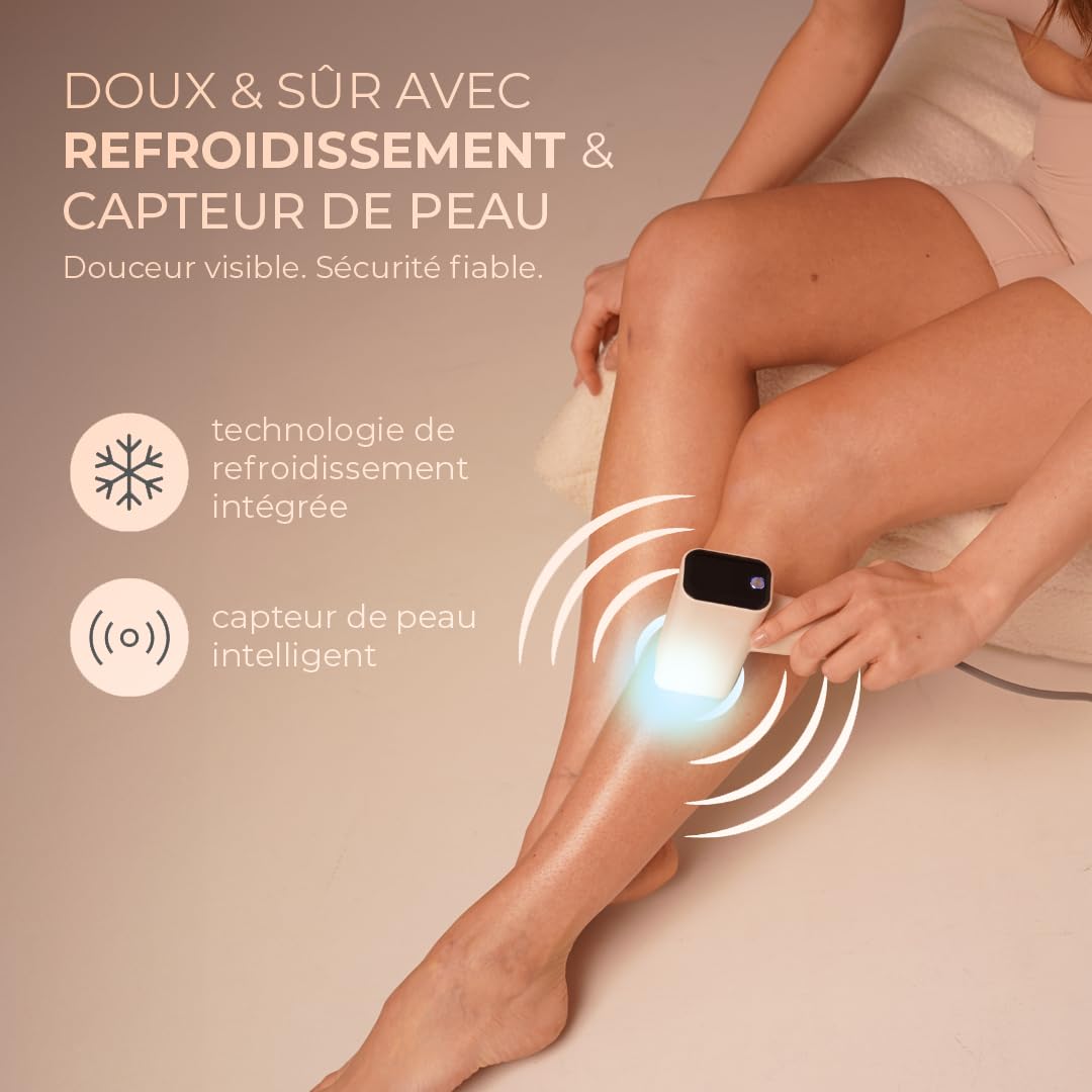 Vulpés Épilation Lumière Pulsée IPL Elysea: Garantie 3 ans | Refroidissement actif | Ultra-rapide & Capteur de teint intelligent | Réduction permanente des poils pour le corps, le visage & le maillot