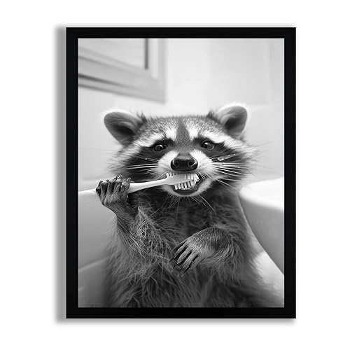 SYWENNOI Framed Black and White Bathroom Canvas Wall Art, Funny
