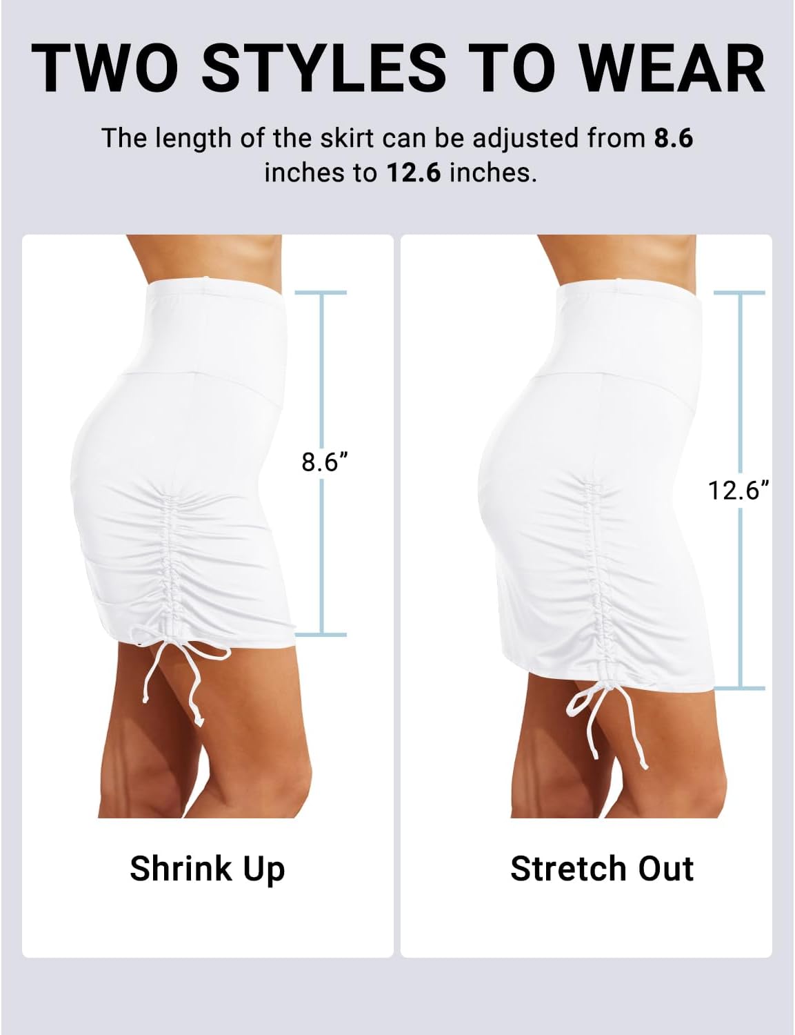 Holipick Swim Skirt for Women High Waisted Skirt Swimsuit Drawstring Tummy Control Bathing Suit Bottoms with Built-in Brief