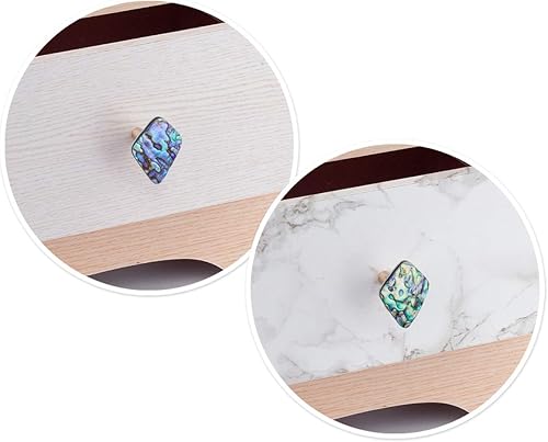 Miniatura 6 de Rockcloud Rhombic - Perillas de cajón de abulón coloridas con base de cobre, tiradores hechos a mano para gabinete, armario, muebles, pomo