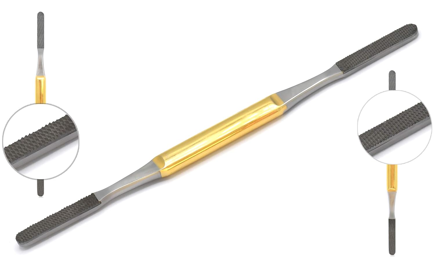 TC Fomon Bone Double Ended Nasal Rasp 8-1/2" Gold Handle Orthopedic Instruments