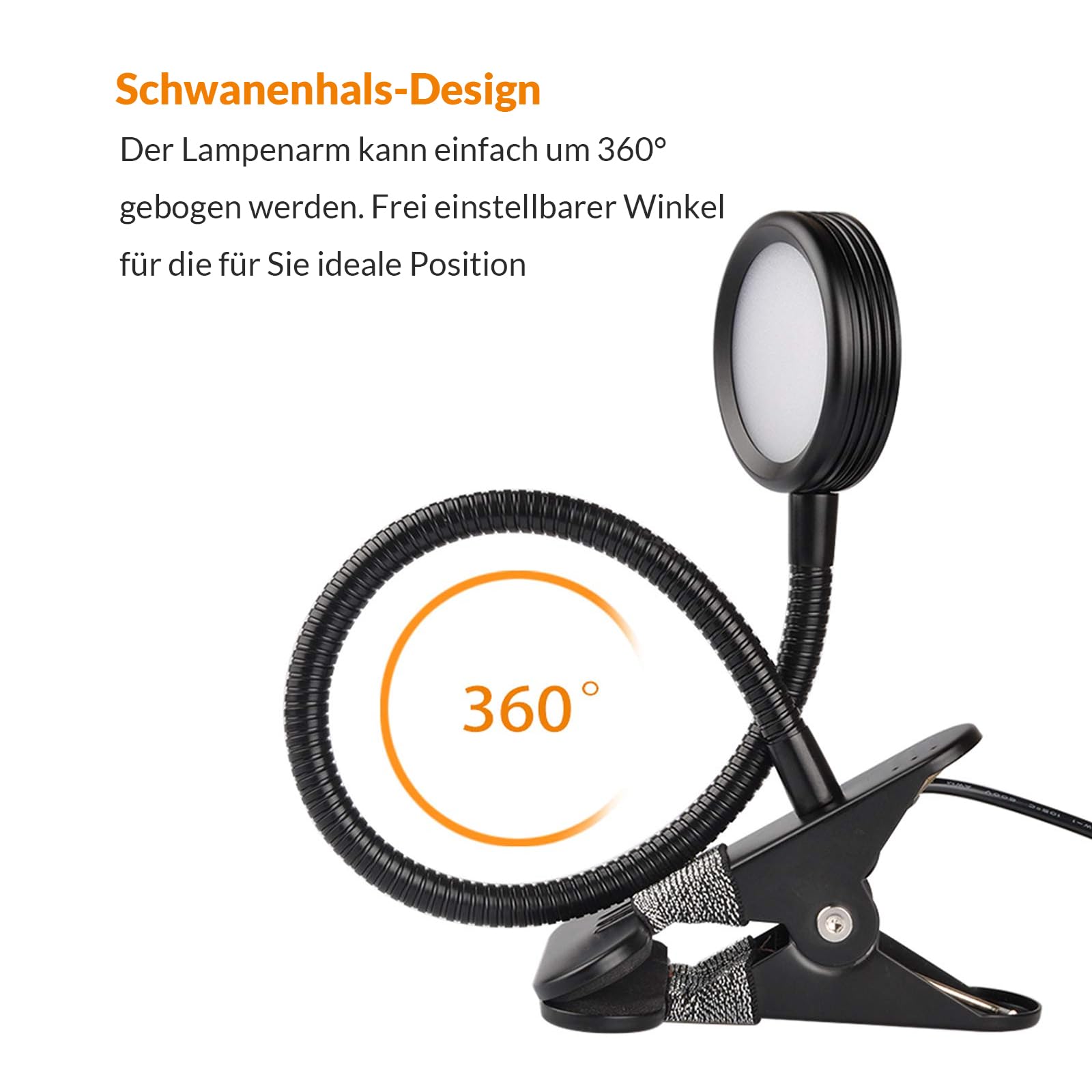 LEPOWER Leselampe Bett, LED Schreibtischlampe, augenschonende Klemmleuchte Einstellbare Farb- und Helligkeitsstufen Leselicht Buchlampe für Schreibtisch, bett und Computer bettlampe (Schwarz)